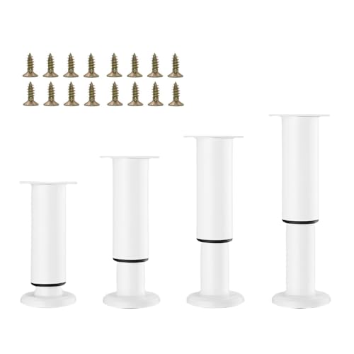 4Pcs White Adjustable 4.7-7.08 Inch Metal Furniture Legs for Cabinet Sofa - color: White, size: 4.7"-7.08"-Set of 4