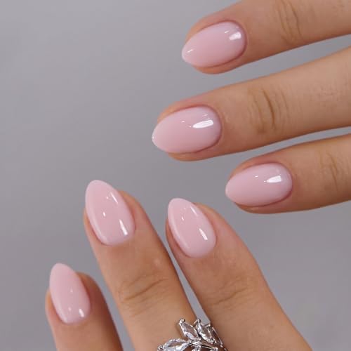 CurvLife Extra Short Almond Press On Nails, Blush Veil Nude Pink, Soft Gel - color: A3 - Blush Veil