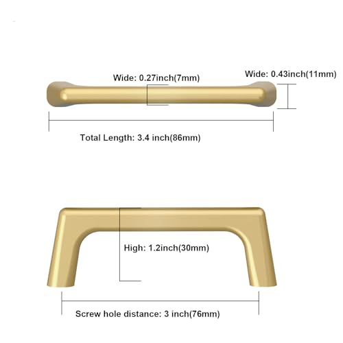 Asidrama 10 Pack 3 Inch(76mm) Gold Cabinet Pulls Cabinet Handles Cupboard Handles Kitchen Cabinet Hardware for Cupboard Drawer Pulls - color: Gold, size: 3" Hole Center, style: 10 Pack