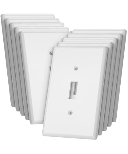 Bates- Light Switch Plates, 10 Pack, 4.88" x 3.11", Mid- Size White - color: White, size: 10 Pack, Mid-Size