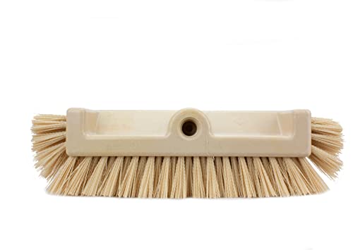 SPARTA Multi-Level Tile Scrub Brush 12" Wide Brush Head, Heavy-Duty Tile Cleaning Brush with End Bristles for Commercial Tiles, Tubs and Floor, Plastic, 12 Inches, Tan - color: Tan