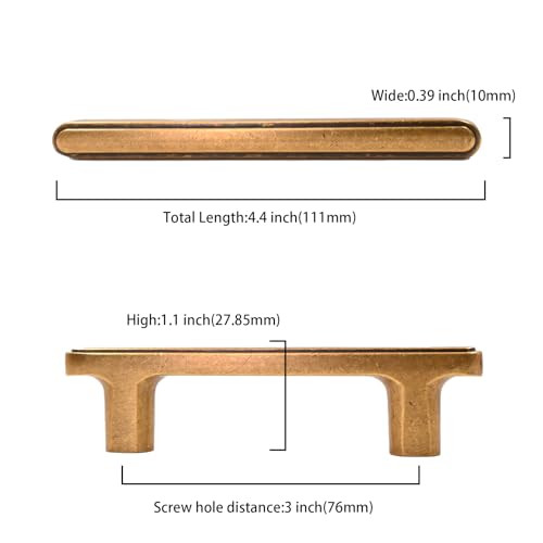 Asidrama 10 Pack 3 Inch(76mm) Antique Brass Kitchen Cabinet Handles, Cabinet Pulls Kitchen Cabinet Hardware for Cupboard Drawer Pulls - color: Antique Brass, size: 3" Hole Center, style: 10 Pack