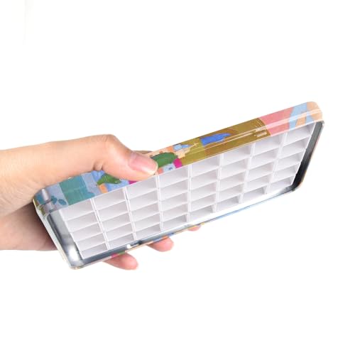 qianshan 40Pcs Empty Half Pans Watercolor Tin Palette with Magnetic Stripe - color: City