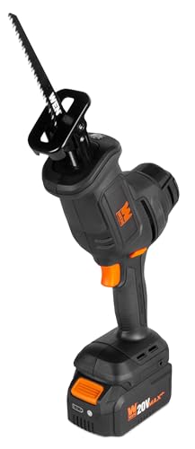 WEN 20V Max Cordless Reciprocating Saw, Brushless Compact One-Handed Design with 4.0 Ah Lithium-Ion Battery and Charger (20631) - size: Cordless, Compact