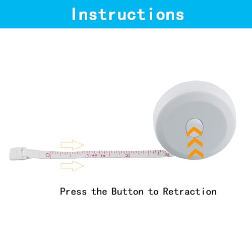 Tape Measure,60 Inch Soft Measuring Tape for Body Fabric Sewing - color: White