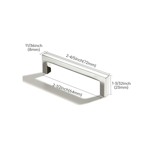khtumeware 10 Pack 2-1/2 inch(64mm) Hole Center Polished Nickel Cabinet Pulls Solid Heavy-Duty Square Cabinet Handles Drawer Pulls Kitchen Cabinet Hardware Kitchen Handle - color: Polished Nickel, size: 2-1/2 inch(64mm) hole center