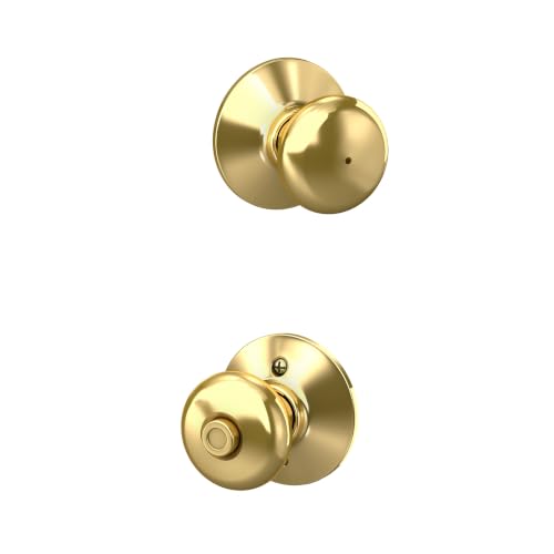 Schlage Plymouth Bed/Bath Privacy Door Knob with Lock, Bright Brass - color: Bright Brass, size: Standard