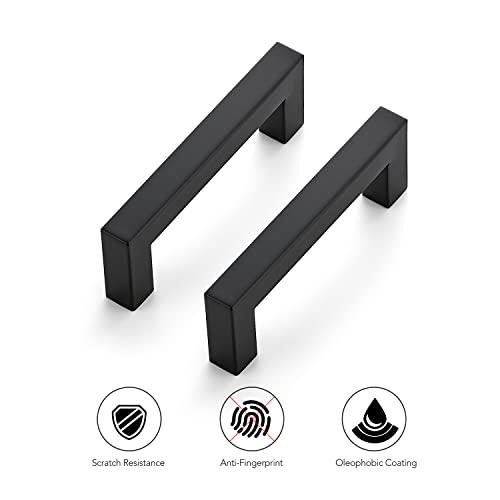 Ravinte Matte Black Cabinet Handles Square Pulls 3-1/2 Inch 3 Pack - size: 4 Inch (3-1/2 Inch Hole Center)