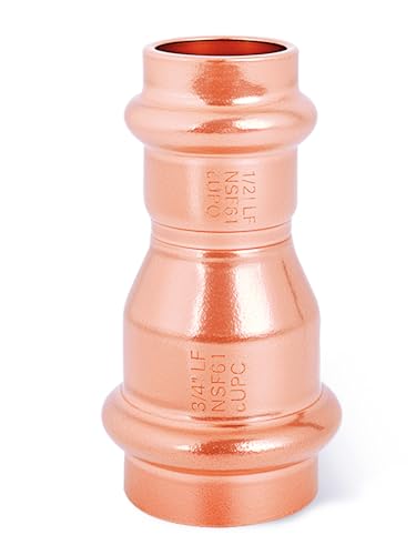 (WDAISY 10 Pack) Industrial-Grade 3/4 * 1/2 Inch Copper Press Coupling – Press Fittings, PxP Plumbing Connector, Press Adapter, Compatible with Copper Pipe, Water Supply Line, Pipe Repair - size: 3/4" * 1/2" copper reducing press coupling-10P