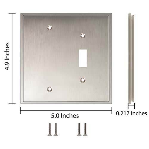 Henne Bery Soft Modern Decorative Wall Plate Switch Plate Outlet Cover (Blank/Toggle, Satin Nickel) - style: Blank/Toggle