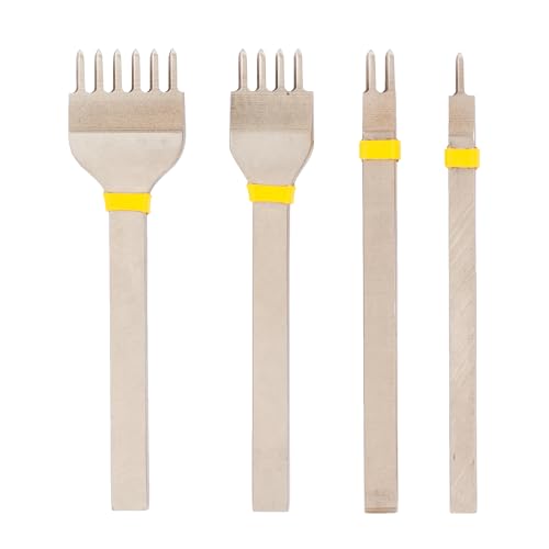 Weaver Leather Supply Diamond Leather Stitching Chisel Set, Precise 4mm Hole Punch, Color-Coded Hole Punch Set for Hand Sewing and Saddle Stitching - size: 4mm