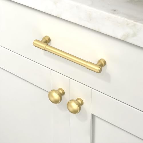 10 Pack Brushed Gold Cabinet Pulls 5 Inch(128mm) Kitchen Cabinet Handles Cabinet Hardware for Drawer Pulls - color: Brushed Gold, size: 5" Hole Center