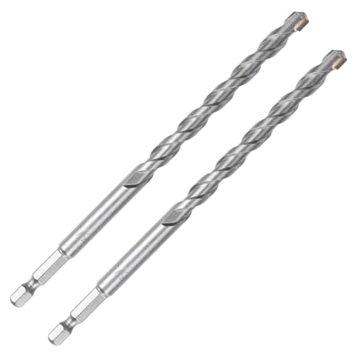 3/8 Inch Masonry Drill Bits (2 Pack - 6" Length Industrial Grade) Carbide Tipped Easily Cuts Through Concrete, Cement, Block, Stone, & More! - size: 3/8 in