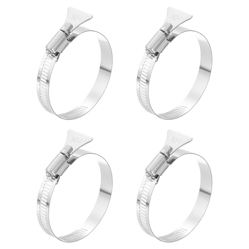 HARFINGTON 4pcs Hose Clamps 2"-3" (52-76mm) Adjustable 304 Stainless Steel Worm Gear Hose Clamps Assortment Kit for Plumbing Dryer Vent Automotive Dust Collector - size: 52-76mm