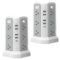 2PS Surge Protector Power Strip Tower 10FT（4A1C with PD18W USB C Port - style: Gray White-2PC-4A1C