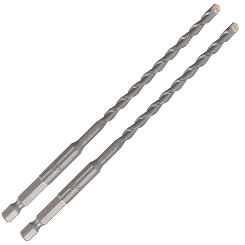 3/16 Inch Masonry Drill Bits (2 Pack - 6" Length Industrial Grade) Carbide Tipped Easily Cuts Through Concrete, Cement, Block, Stone, & More! - size: 3/16 in