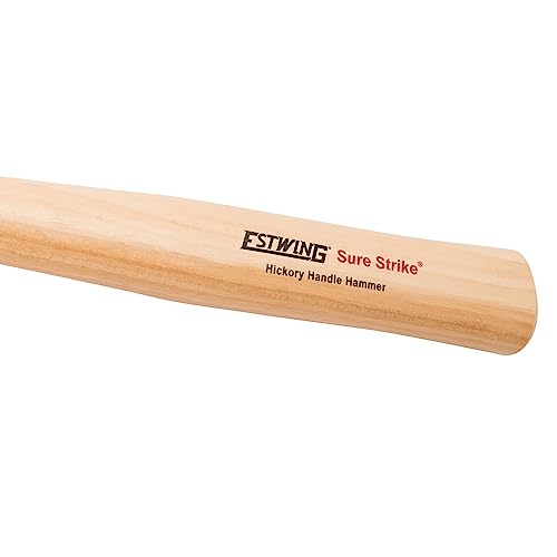 ESTWING Sure Strike Hammer - 20 oz Curved Claw Hammer with Smooth Face & Hickory Wood Handle - MRW20C