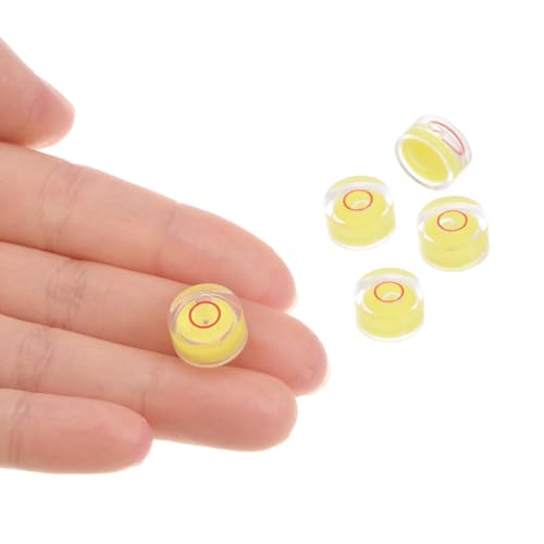 5pcs Small Circular Bubble Spirit Levels - [12mm Diameter 6mm Thickness] Mini Round RV Level Leveling Tools for Travel Trailer Turntable Camera, Yellow - color: Yellow, size: 12mm x 6mm