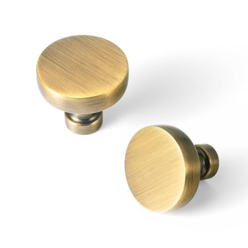 Goo-Ki Brushed Bronze Cabinet Knobs Zinc Alloy Kitchen Cabinet Hardware - 6 Pack Brass Bronze Single Hole/Screw Drawer Pulls Solid Cabinet Handles - color: Brushed Bronze, size: 1.2 Inches