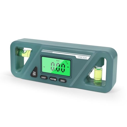 Shkalacar Digital Angle Finder Protractor, Magnetic Base with LED Display and Automatic Shut Off, for Wood Processing and Vehicle Repairing Billet Protractor Level Tool (Green) - color: Green