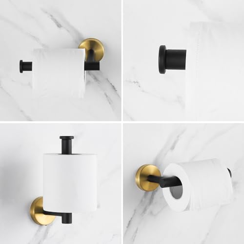 Bathroom Hardware Set 24 Inch, Black Gold Towel Bar Set Including 24" Hand Towel Bars, Toilet Paper Holders, Towel Rings, Robe Towel Hooks - color: Black Gold-10pcs-24inch