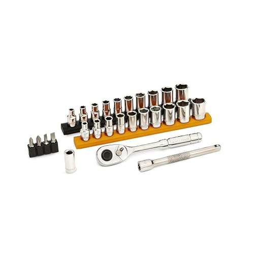 GEARWRENCH 27 Piece 1/4" Dr 72T SAE/Metric Mechanics Tool Set | GWXSCBMTS14 - size: 27 Piece, style: SAE/Metric