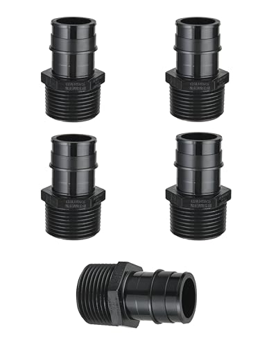 5piece EFIELD Pex-A Poly PPSU Expansion Fitting 1" X1" Male NPT Adapter - size: 1" x 1" (PPSU, Pack of 5)