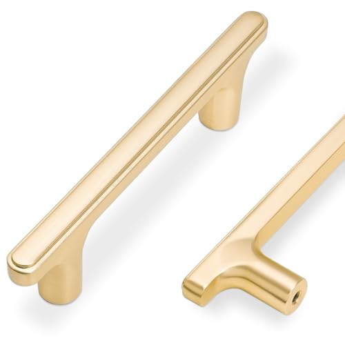 COTYKILEY 10 Pack 3 Inch(76mm) Brushed Brass Cabinet Handles Gold Kitchen Cabinet Pulls Cabinet Door Handles Kitchen Cabinet Hardware Cupboard Drawer Pulls Dresser Handles - color: Brushed Brass, size: 3" Hole Center（76MM）