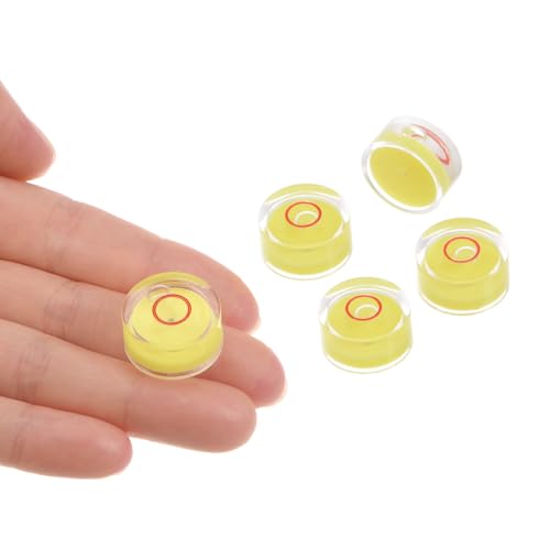 5pcs Small Circular Bubble Spirit Levels - [18mm Diameter 9mm Thickness] Mini Round RV Level Leveling Tools for Travel Trailer Turntable Camera, Yellow - color: Yellow, size: 18mm x 9mm