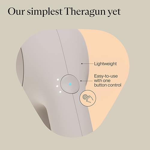TheraGun Relief by Therabody - Easy-to-Use, Comfortable & Light Handheld Percussion Massage Gun for Everyday Pain Relief Massage Therapy in Neck, Back, Leg, Shoulder and Body (Sand) - color: Sand - 3 Attachments