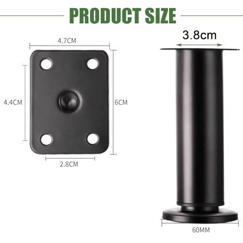Furniture Legs Metal Adjustable 4 Pcs 16.5-29.9 inch, Adjustable Cabinet Legs for Sofa/Bed/Chair/Dresser/Table, Bed Center Slat Support Legs, Black - size: 16.5-29.9" (4pcs)