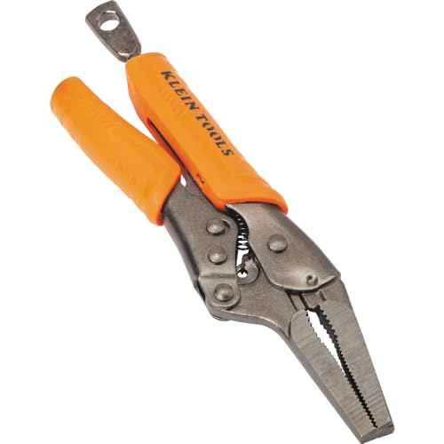 Klein Tools 38611 Long Nose Locking Pliers with Quick Release Handles, Ideal for Tight Spaces, High Torque and Gripping Power, 6-Inch - style: 6-In Long Nose