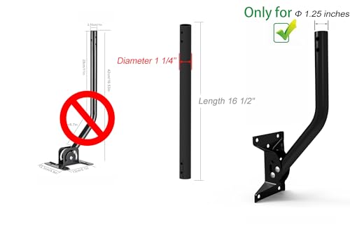 Extension Pole for PIBIDI Diameter 1.25" J Pole Mount, 1.25"x16.5", Black - color: Extension 16 1/2"