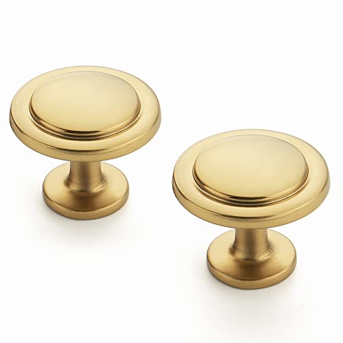 Ravinte Brushed Brass Solid Knobs Gold Kitchen Cabinet Pulls,5 Pack,Round-1 - style: Retro