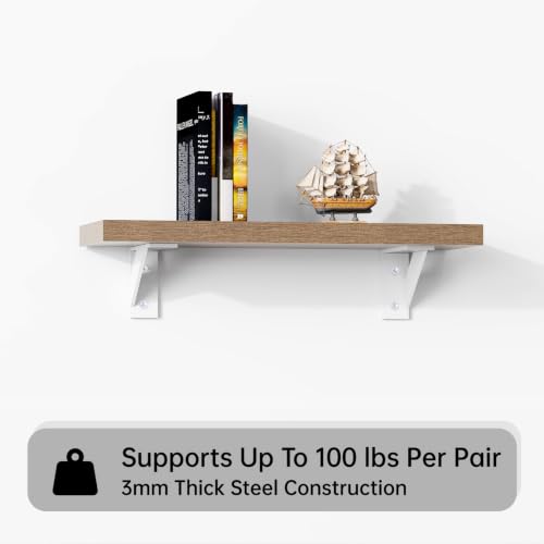White Shelf Brackets 3 x 4 Inch, Wall Mounted Small Shelf Bracket 4Pack - size: 3x4inch-white