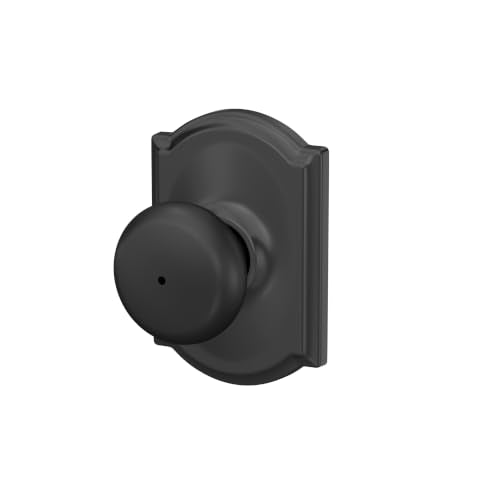 SCHLAGE Plymouth Bed/Bath Privacy Door Knob with Lock, Matte Black - color: Matte Black, size: Camelot