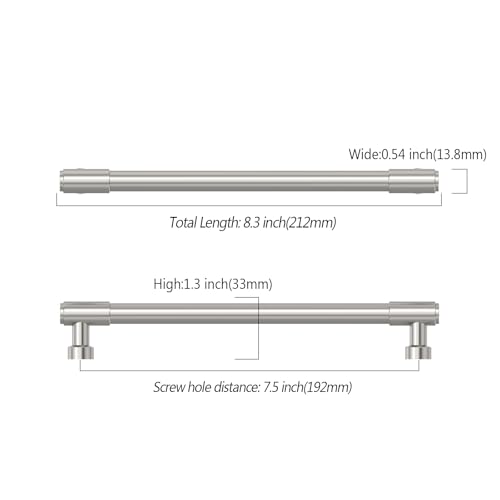 Asidrama Brushed Satin Nickel Kitchen Cabinet Pulls,7.5 Inch,10 Pack - color: Brushed Satin Nickel, size: 7.5" Hole Center
