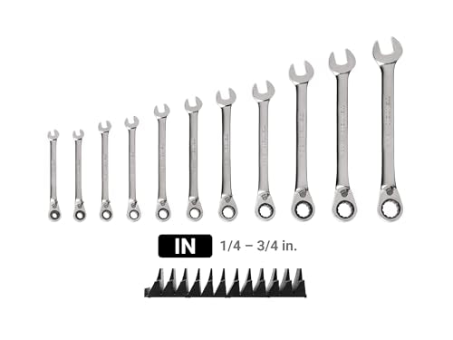 TEKTON Reversible Ratcheting Combination Wrench Set, 11-Piece | WRC94300 - size: 11-Piece (1/4-3/4 in.), style: Modular Wrench Organizer