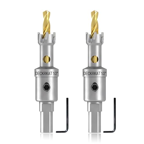 2-Pack 1/2" TCT Hole Saws for Hard Metal, Heavy Duty 13mm Tungsten Carbide Tipped Hole Cutters Set with Spring-Loaded Pilot Drill Bits for Stainless Steel, Metal, Iron, and Plastic. - size: 1/2" (13mm)