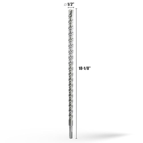 CSOOM SDS Plus Rotary Hammer Drill Bit 1/2"x18.11", Professional Concrete Drill Bit for Concrete, Brick, Stone and Cement Walls - size: 1/2"x18.11"