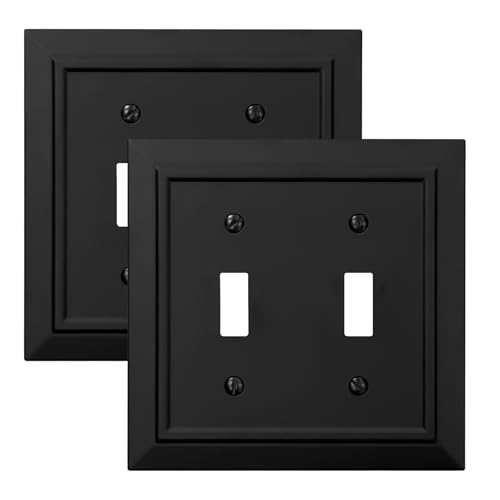 Classic Architecture Wall Plates,Light Switch covers, Electrical Outlet Covers, Duplex receptacle wall plates,Mid Size Bamboo Fiber Material Switch plates Matte Black (2 Gang Toggle 2PK) - style: 2 Gang Toggle 2PK