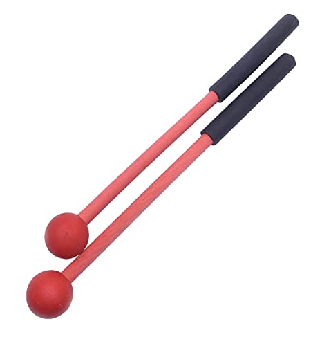 1 Pair 9 Inch Rubber Xylophone Sticks Tongue Drum Mallets Percussion Sticks Hammer for Glockenspiel, Xylophone, Chime, Woodblock, and Bells (Red) - color: Red