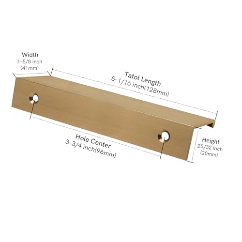 Rergy 10 Pack 3-3/4" Cabinet Pulls Champagne Bronze Finger Pulls - color: Champion Bronze, size: Hole Center: 3-3/4in(96mm)