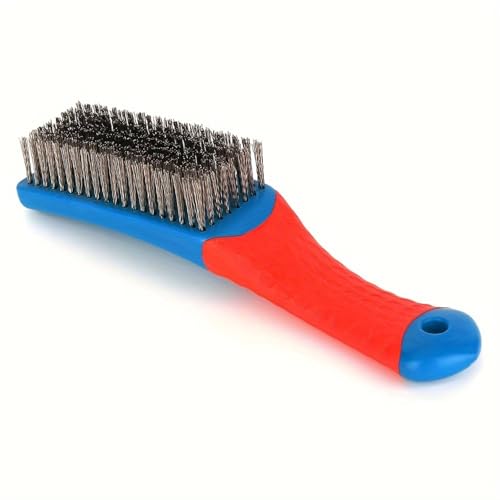 Heavy Duty Wire Brush for Cleaning, Dense Steel Brush with Handle, Ideal for Rust Removal and Home Kitchen Use