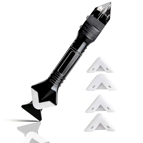 Caulk Remover Tool Set 3 in 1, Silicone Caulking Tool & Sealant Smoothing with 5 Interchangeable Pads, Non-Slip Push-Pull Design – for Bathroom, Kitchen, Tile,bathroom, Window, Sink