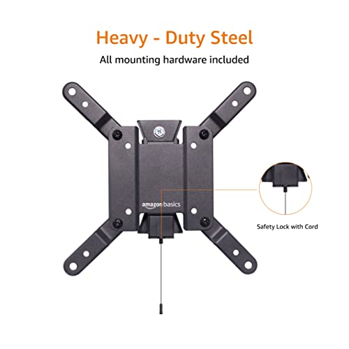 Amazon Basics Tilting TV Wall Mount for Wood Studs, Fits 12-40 inch TVs up to 40 lbs, VESA 200x200, Black - size: 12" to 40", style: Tilting