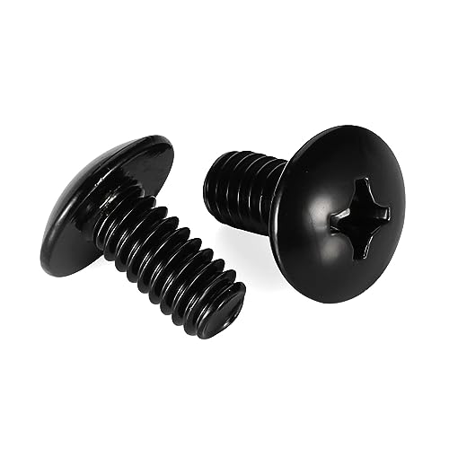 Mellewell #10-24 x 1/2" Truss Head Machine Screws, Full Thread, 18-8 Stainless Steel, Black Finish, Quantity 50 - color: Black, size: #10-24 x 1/2"