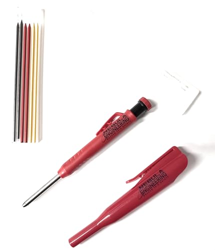 Nebula Engineering Premium Carpenter’s Pencil Set – Built-In Sharpener, Protective Cap, and Deep Hole Design for Precise Marking in Woodworking, Construction, and DIY Projects