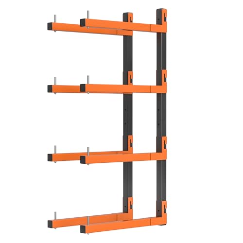 Lumber Storage Rack Wall Mount, Metal 4-Level Wood Storage Rack - size: B-2 Pack