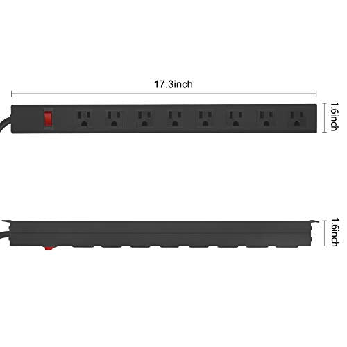 HHOSET Heavy Duty Long 8 Outlets, 14AWG Extension Cord, Black, 12FT, 1 - size: 12ft
